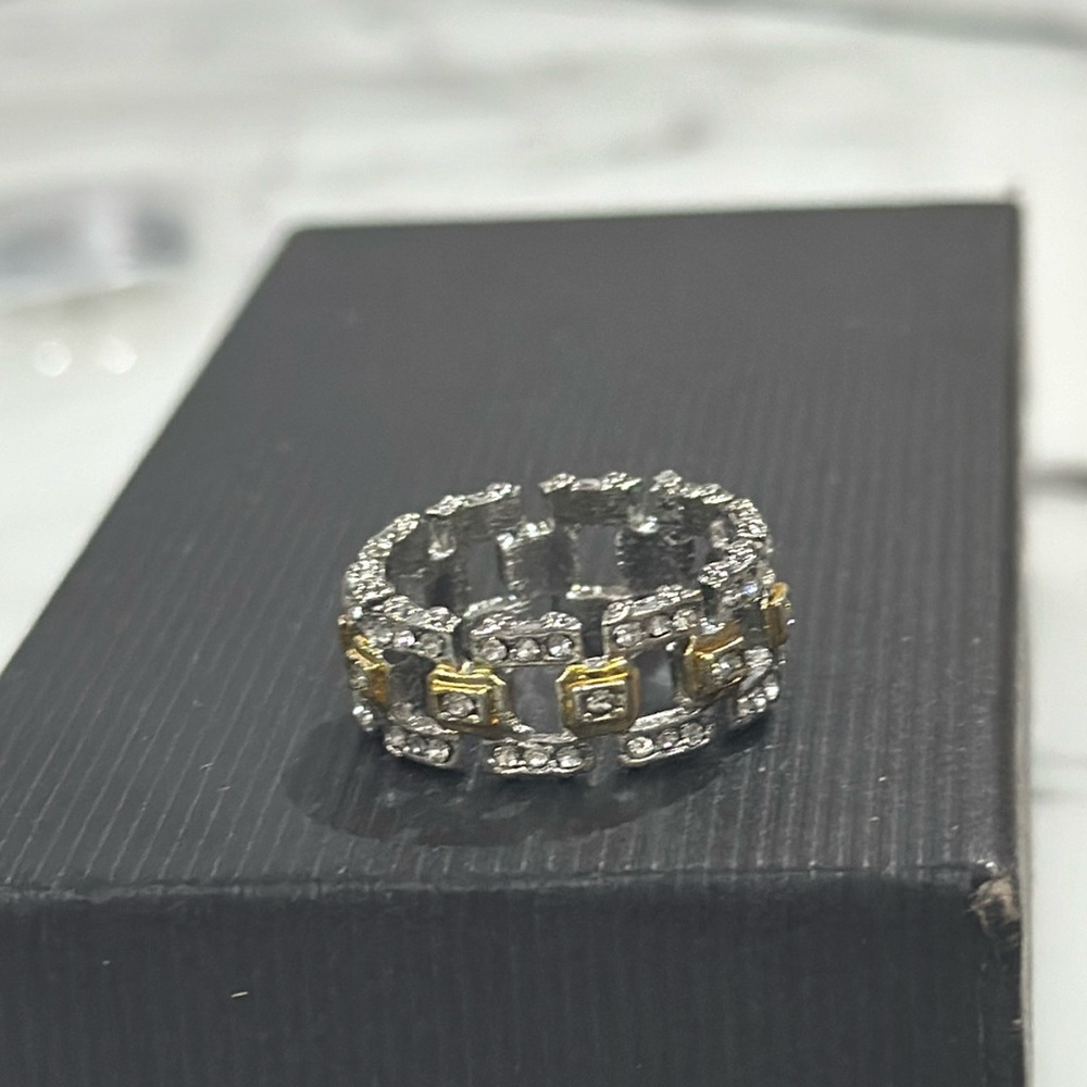 New Fashion Big Male Cz Stone Yellow Gold Color Hollow Large Wedding Ring Size 9 - Picture 4 of 13